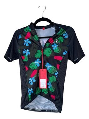 Cuore of Switzerland Cycling Jersey Black Floral Womens S Athletic Bike Gear